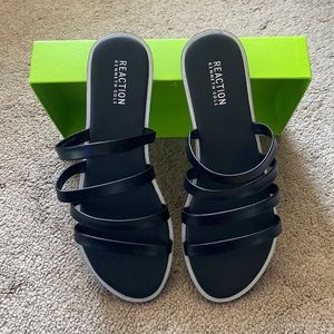 Kenneth Cole Reaction Womens Sloan Four Band Faux Leather Strappy Slide Sandals